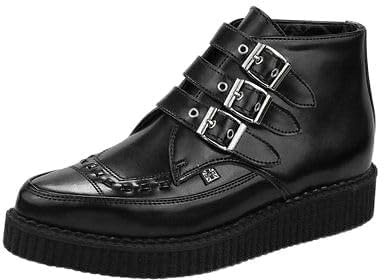 Icon Carnaby Street (T.U.K. Unisex Adults A8503 Black Leather 3-Buckle Up Pointed Toe Creepers Chelsea Boots Size UK 3-12 EU 37-46