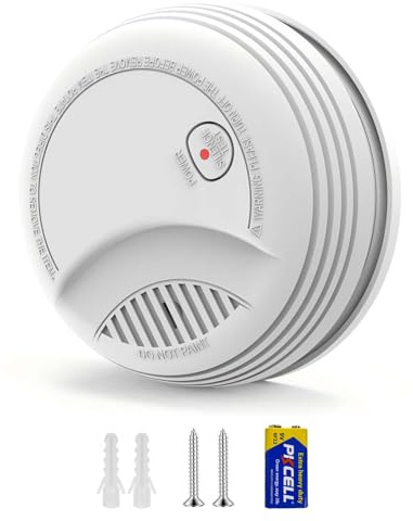 RenseCum Rauchmelder – 85 dB Feuermelder-Alarm, Einsetzbare 9V-Batterie im Lieferumfang Enthalten, Norm EN14604 Zertifiziert – Niedrigbatterie-Warnung, Keine Fehlalarme (1 Stück)
