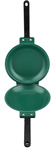 CHICIRIS Padella Rivestita in Acciaio a Doppia Faccia con Coperchio per Pentole per Crepe, Adatta per Fornelli a Gas Domestici