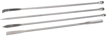 POENVFPO Tiny Spoon Stainless Steel Lab Spatula Set, 4 Sizes Dual-Ended Micro Spatulas for Laboratory and Home Use with Ergonomic Handle