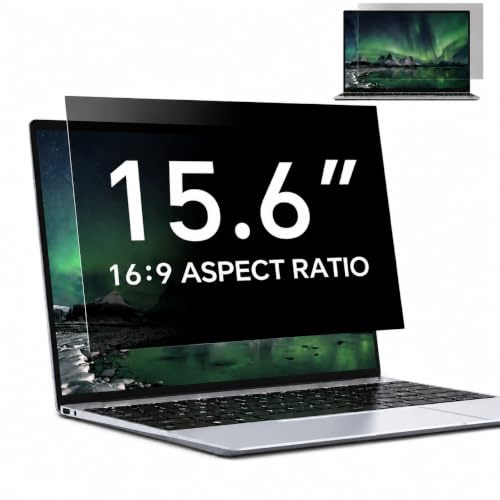 PinnWaa Laptop Blickschutzfolie 15,6 Zoll 16:9, Abnehmbarer Sichtschutz | 345 x 194 mm, Blickschutzfilter, Anti Blaulicht, Blendschutz, Displayschutz, Anti-Spy Privacy Filter, Anti-Fingerabdruck
