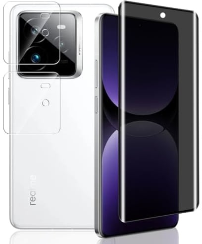 Yieehhow Protector Pantalla Privacidad para Realme GT 7 Pro, Incluye [2 Piezas] Protector Cámara y [1 Pieza] 9H Anti Espía Cristal Templado, Sin Burbujas Película para Realme GT 7 Pro