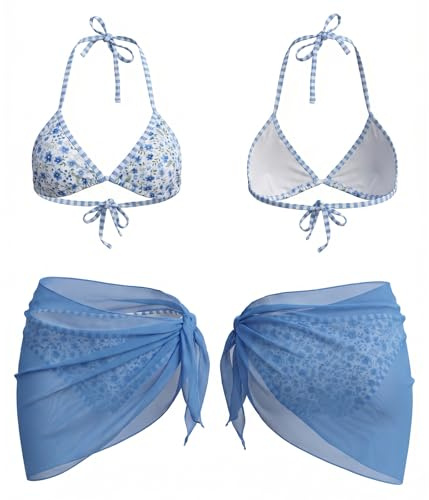 Novocloud Conjunto de Bikini de 3 Piezas para Mujer con Falda
