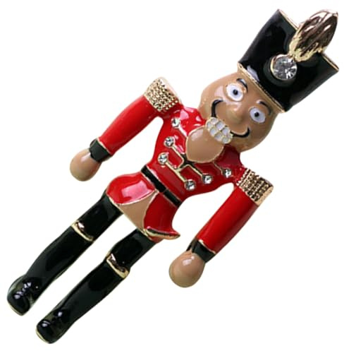 PACKOVE Delicate Christmas Brooch Nutcracker Pin Metal Brooches Elegant Nutcracker Design Firmly Attached Easy to Wear for Celebrations and Proms