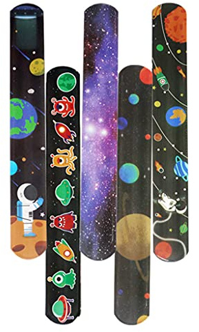 10er Pack Slap Armbänder, Armbänder, Weltraum Druckdesign für Kinder, Valentinstag Requisiten, Geschenktüten Zubehör, Geburtstagsfeiergeschenke, Erwachsene für Kinder, Geschenktüten, Partygeschenke