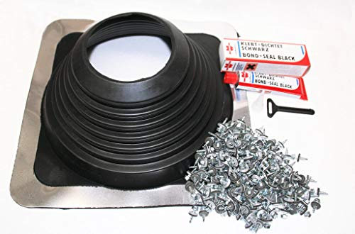 Rohrmanschette 140-292mm eckig, Nr. 7 für Rohrdurchführungen aus EPDM mit Montageset - Dichtungsmasse und V2A Schrauben