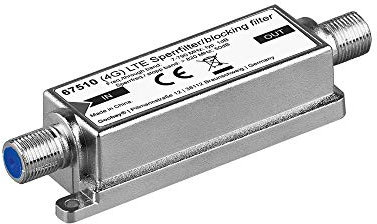 Goobay 67150 LTE (4G) Sperrfilter für besseren DVB-T Empfang, F-Buchse silber