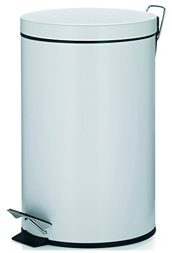 kela 10929 Treteimer mit Verschlussdämpfung, Pedalbedienung, 12 L, Edelstahl, Cornell, Weiß Matt, One Size