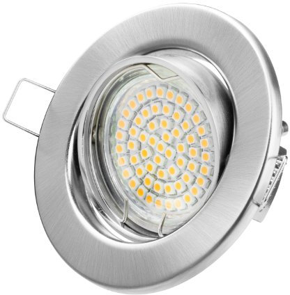 TEVEA Einbaustrahler Led 230V Warmweiß Einbauleuchten Einbaulampen GU10 3W 60 LEDs Leuchtmittel Chrom gebürstet Rahmen