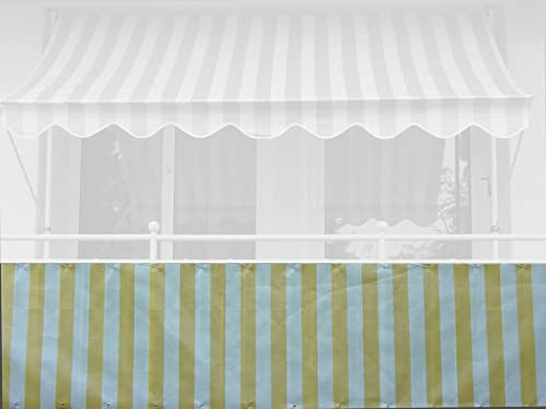 ANGERER Balkonbespannung Standard gelb-weiß, Höhe: 75 cm, Länge: 6 Meter | Balkonumspannung, Wind- und Sichtschutz für Balkongeländer, Kunststoffgewebe, inkl. Befestigungskordel, Made in Germany