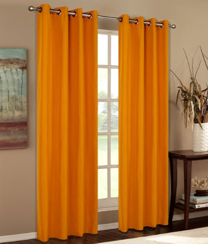 Mikrofaser Vorhang blickdichte Matte unifarbene Gardine, Orange Ösen, 245x140 Schal. Material aus Microsatin-Gewebe., 204000