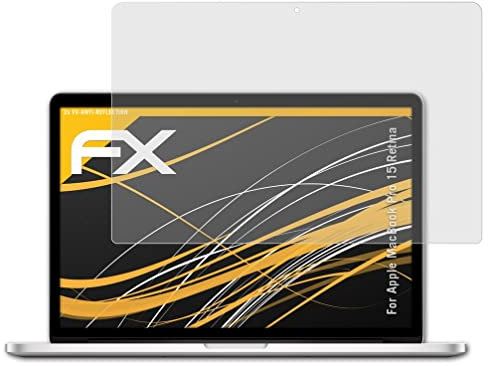 atFoliX Película Protectora compatible con Apple MacBook Pro 15 Retina Lámina Protectora de Pantalla, antirreflejos y amortiguadores FX Protector Película (2X)