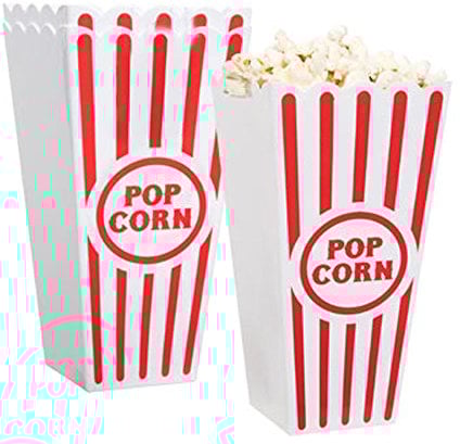 Novelty Place Contenitori Pop-Corn Classic a righe rosse e bianche in plastica per la serata del cinema - 7,8 Alto x 3,8 quadrato (confezione da 16)