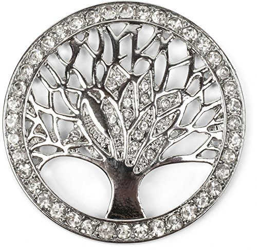 styleBREAKER Lebensbaum Magnet Schmuck Anhänger für Schals, Tücher oder Ponchos mit Strassteinen, Brosche, Damen 05050029, Farbe:Silber