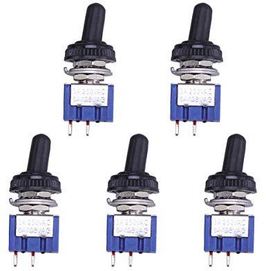 OULII 5 Pezzi Interruttore a Levetta ON-off in Metallo 2 Posizione con Tappo di Copertura Impermeabile Blu