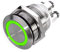 Drucktaster Klingeltaster – LED-Beleuchtung - Einbau 19mm - Edelstahl V2A – flache Tastfläche - wasserdicht – Schraubkontakte - AC/DC (LED Grün)