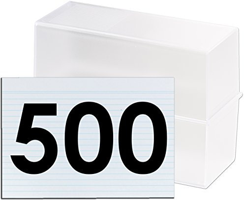 HAN Karteibox DIN A5 quer, Innovatives, attraktives Design für max. 500 Karten mit Stahlscharnier (transluzent-klar + 500 Karten)
