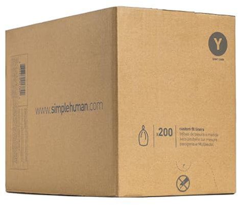simplehuman CW0404 code Y Custom Fit Bin Liner Commercial Carton, White Plastic (Pack of 200 Liners)