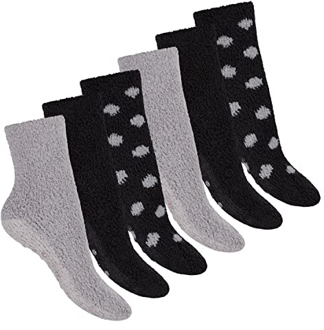 Footstar Damen & Herren Plüsch Socken mit weicher Unterseite oder ABS (6 Paar)