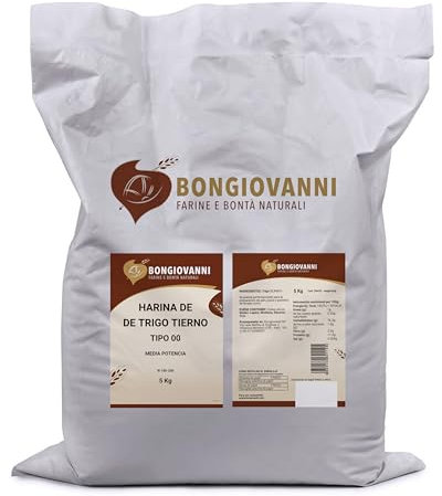 BONGIOVANNI FARINE E BONTA' NATURALI Farina di Grano Tenero Tipo 00 Media Forza (W 180-200), 5Kg
