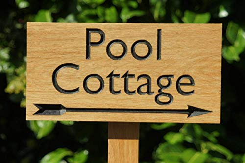 Personalised Oak House Sign - 30cm x 15cm - Custom Engraved Carved Wooden Name Plaque