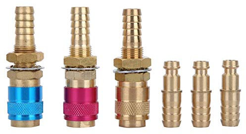 M10 Wassergekühlter und Gas-Adapter, Schnellverbinder, Schlauchverbinder, Rot + Gelb + Blau, für WIG-Schweißbrenner