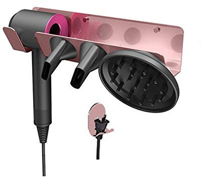 Hosoncovy Hairdryer Wall Mount Holder Stand Blow Dryer Rack Hook Organizer for Dyson Supersonic Hair Dryer (Rose Gold)