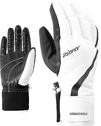 Ziener Damen Kitty AS Ski-Handschuhe/Wintersport | Wasserdicht Atmungsaktiv, white, 7
