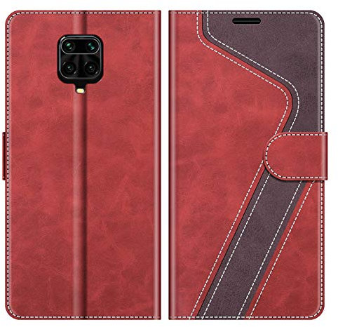 MOBESV Custodia per Xiaomi Redmi Note 9 PRO, Cover a Libro Magnetica Custodia in Pelle per Xiaomi Redmi Note 9 PRO, Elegante Rosso