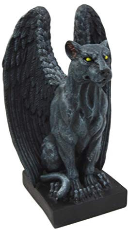 Ebros Gift Dekofigur, hockender Flügel, gelber Mond, Augen, schwarzer Panther, Jaguar, Gargoyle Night Crawler, 16,5 cm hoch, Gothic-Statue