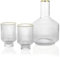 G Bedside Carafe Glass Set, 1 Pitcher 2 Cups For Nightstand Water, Ribbed Bedside Water Decanter 59 oz With Gold Rim Tumbler 12.5 oz Cup,Vintage Bedside Carafe Use for Bathroom,Bedroom,Kitchen, Office