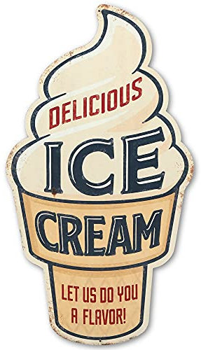 Open Road Brands Delicious Ice Cream Metallschild – lustige Vintage-Wanddekoration für Küche oder Esszimmer