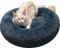 Comlax Beruhigende Donut Hundebetten XXL, Rundes Kissen mit abnehmbarem waschbarem Bezug, Anti-Angst-Kunstfell-Kuscheltier, Flauschiges, bequemes, pelziges Haustierbett (100cm, Dunkel Grau)