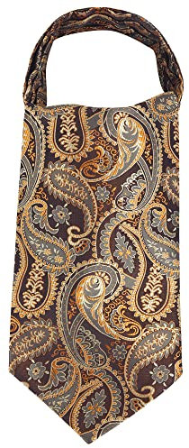 WANYING Herren Krawattenschal Ascotkrawatte Schal Cravat Ties Retro Schick für Gentleman - Paisley Gold Schwarz