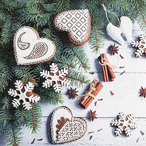 20 Servietten Weihnachtsherzen an Zweige | Winter | Weihnachten | Tischdeko | Decoupage | Serviettentechnik 33x33cm