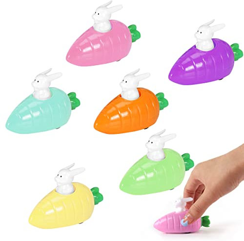XiXiRan Aufziehspielzeug Ostern, 6 Stück Osterhasen Auto Aufziehbare Hasen mit Karotte, Aufziehauto Ostereier Spielzeug Ostergeschenk für Jungen Mädchen Spielzeugautos ab 1 2 3 4 5 6 Jahr, 6 Farben