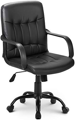 ModernLuxe Office Chair Desk Chair Home Ergonomic Computer Task Swivel Chair Home Office (Black Faux Leather)