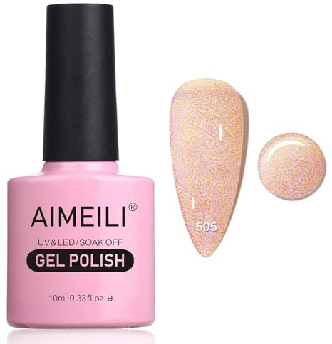 AIMEILI UV Gel Nagellack Glitzer Orange Jelly Translucent Glitzer UV Nagellack Spring Summer Glitter Gel Polish - 505 Orange