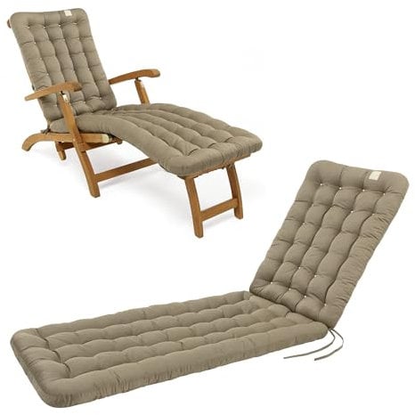 HAVE A SEAT Living - Auflage für Deckchair 180x50 cm - Bequeme Liegestuhl Auflage, 8 cm Dick - Waschbar bis 95°C, Orthopädisch, Wetterfest - Made in Germany (180x50 cm, Goldbraun)