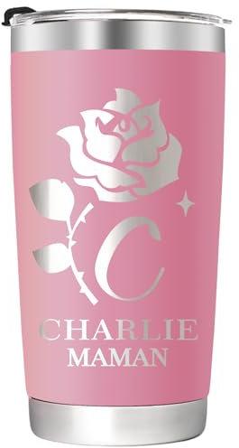 Uniquilling Gobelet Personnalisé-Cadeau Fete Des Mere-Mug Isotherme Personnalisable Avec Prénom 20Oz-Gobelet Isotherme Avec Paille-Gobelet Personnalisé Anniversaire Pour Maman Papa et Amis