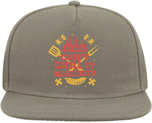 If Dad Can't Grill It No One Can Barbeque BBQ Snapback Flat Visor Cotton Blend Cap Grau