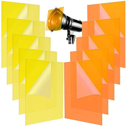 SIQINZONGWA Gel-Lichtfilter, Gelb und Orange, transparent, Farbbeleuchtung, Gel-Filter, Korrektur, Kunststoffblätter, 21,6 x 27,9 cm, für Film, Video, Foto, Bühne, 10 Stück