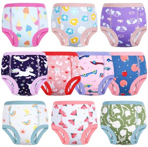 MOEMOE BABY Töpfchen Trainingshose, 10 Stück Baumwolle Töpfchen Trainingshose Kinder Trainer Töpfchentraining Unterhosen für Jungen Mädchen, Rosa, 8 Jahre