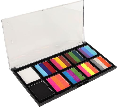 Kit De Pintura Para Maquillaje Facial Y Corporal, Paleta De Pintura Corporal A Base De Agua De Fácil Limpieza, 10 Rejillas De Color Empalmado Para Rendimiento De ópera