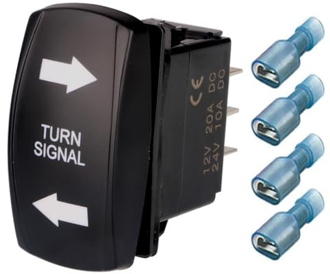 Gebildet Interruptor de señal de giro azul 4 pines ON OFF ON Interruptor basculante Grabado con láser SPDT Interruptores de palanca 12 V 20 A 24 V 10 A para automóviles RV Campers Remolques