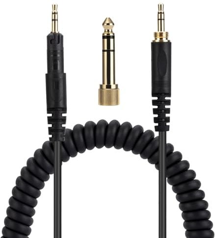 UNCLE LIGHT HD518 HD558 HD598 HD599 HD579 Replacement Audio Cable, Compatible with Sennheiser Headphones, 3.5mm (6.35mm) to 2.5mm Male Stereo Jack Cord, coiled cable, 4.6 Ft (1.4 meters), Black