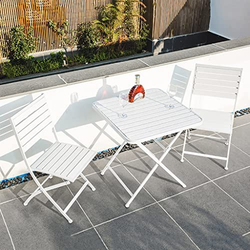 Bistro-Set für den Außenbereich, 3-teilig, rund, aus Holz, klappbar, Gartentisch und Stuhl, Stühle aus Karbonstahl mit Holzplatte, Klappstühle für die Terrasse, Möbel