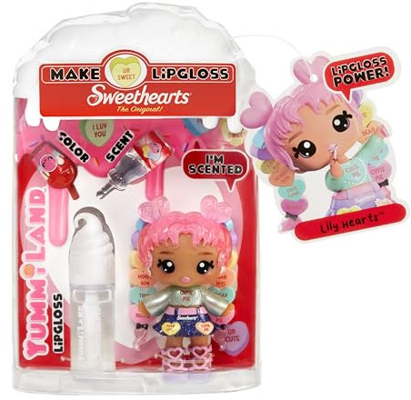 Yummiland x Sweethearts Lip Gloss Puppe - Lily Hearts - mit DIY Lipgloss-Set, Geeignet für Kinder ab 4 Jahren