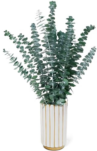 DINGHENG Eukalyptus Getrocknet, 12 Stück Getrockneter Eukalyptus Dekoblumen, 43cm Natürliche Trockenblumen für Hochzeiten, Tischdeko, Blumenarrangements, Heimdekoration, langlebige Eucalyptus-Blüten