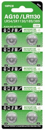 Lot de 10 piles bouton AG10/LR1130 LR54 SR1130 389 189 pour montres et jouets